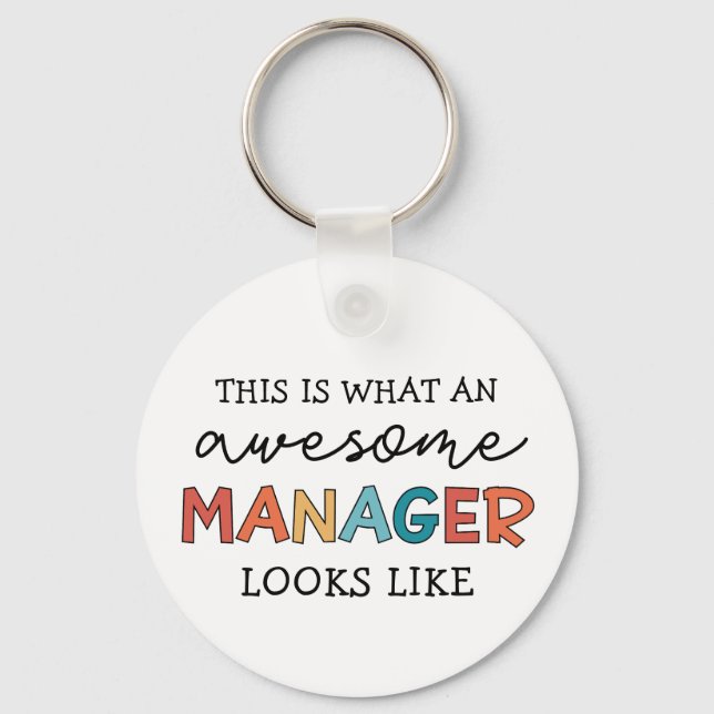 Retro Awesome Manager Funny Key Ring (Front)