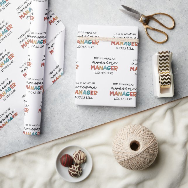 Retro Awesome Manager Funny Wrapping Paper (Crafts)