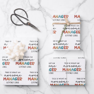 Retro Awesome Manager Funny Wrapping Paper Sheet