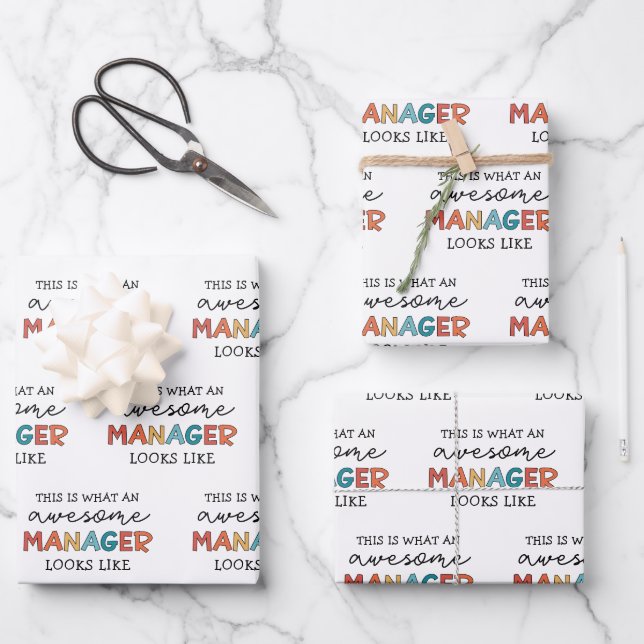 Retro Awesome Manager Funny Wrapping Paper Sheet (Front)