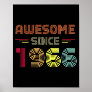 Retro Awesome Since 1966 56th Birthday Bday Born I Poster