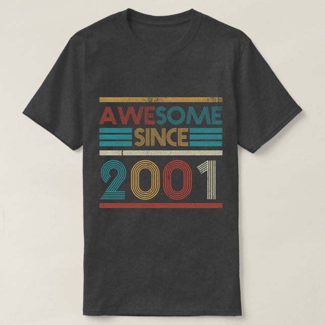 Retro Awesome Since 2001 22th Birthday 22 Years Ol T-Shirt (Design Front)