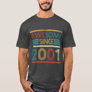 Retro Awesome Since 2001 22th Birthday 22 Years Ol T-Shirt
