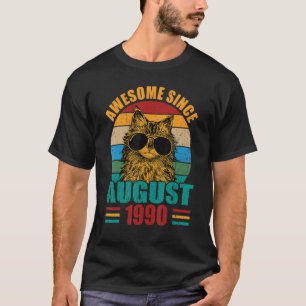 Retro Awesome Since August 1990 32nd Birthday 32 Y T-Shirt