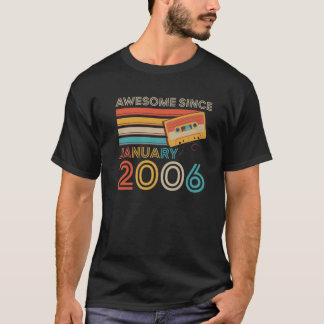 Retro Awesome Since January 2006 16Th Birthday Gif T-Shirt