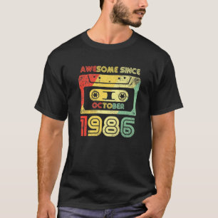 Retro Awesome Since October 1986 35Th Birthday Gif T-Shirt