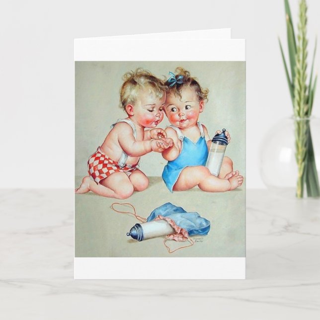 Retro Babies Greeting Card (Front)