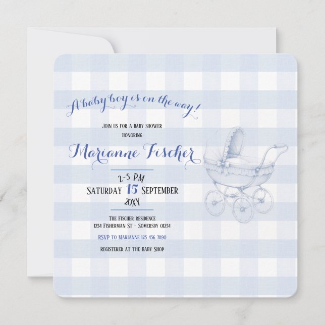 Retro Baby boy Shower Invitation (Front)