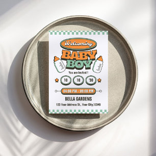 Retro Baby Boy Shower Invitation