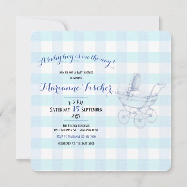 Retro Baby boy Shower Invitation (Front)