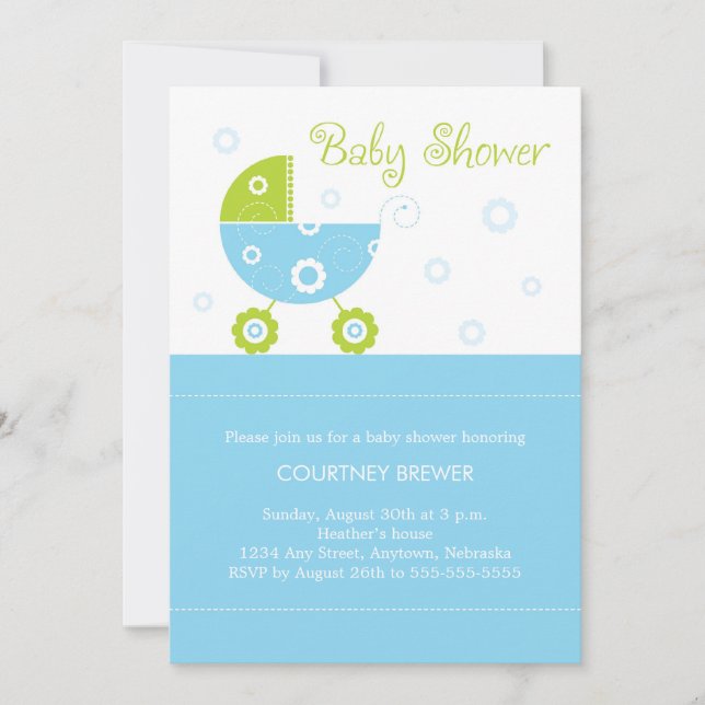 Retro Baby Buggy Baby Shower Invitation (Front)