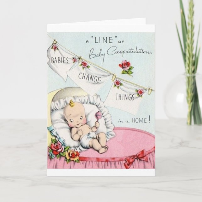 Retro Baby Congratulations Greeting Card (Front)