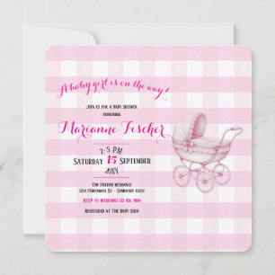 Retro Baby girl Shower Invitation