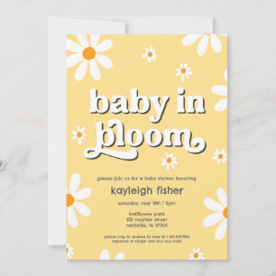 Retro Baby In Bloom Baby Shower Invitation