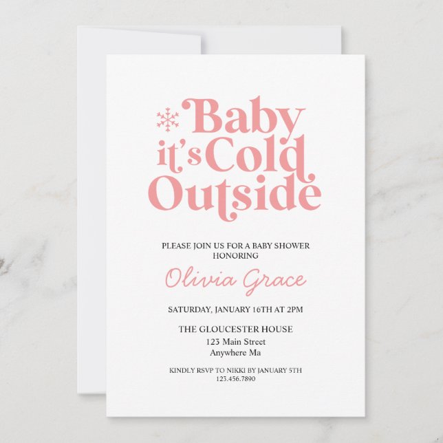Retro Baby It's Cold Outside Baby Shower Invitation (Front)