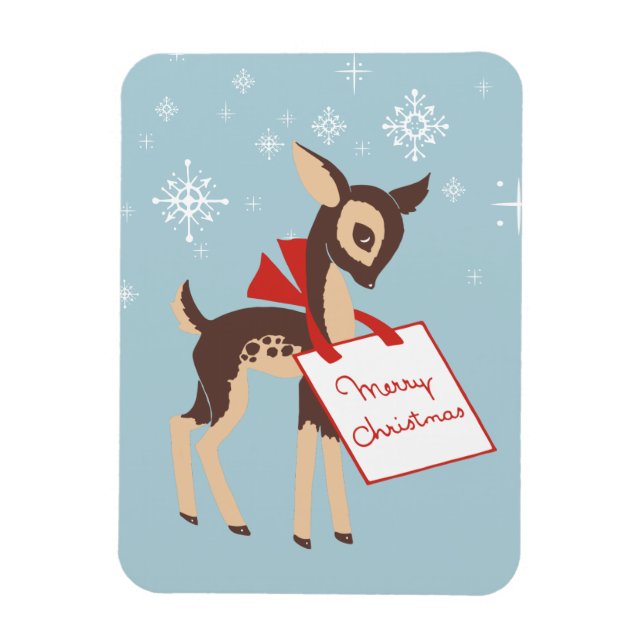 Retro Baby Reindeer | Chrismas Flexible Magnet (Vertical)
