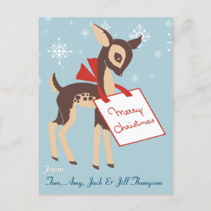 Retro Baby Reindeer   Christmas Postcard