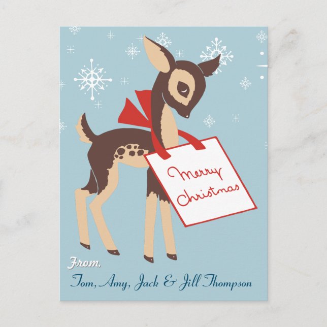 Retro Baby Reindeer | Christmas Postcard (Front)