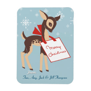 Retro Baby Reindeer Custom Christmas Flexible Magnet