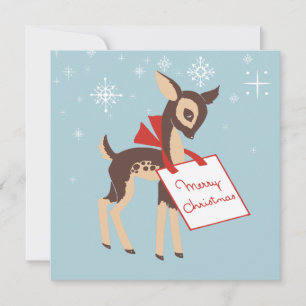 Retro Baby Reindeer   Custom Flat Christmas Card
