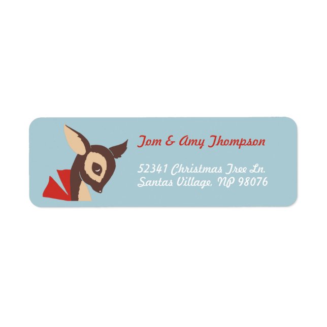 Retro Baby Reindeer | Holiday Return Address Label (Front)