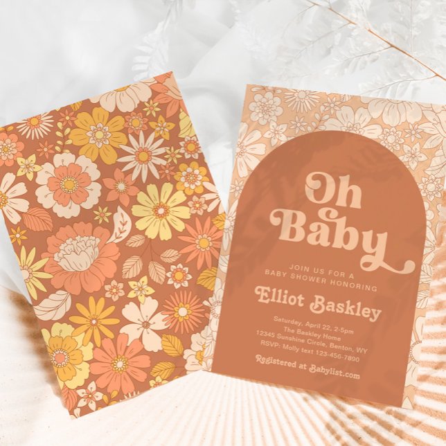 Retro Baby Shower Invitation | Boho Baby Shower (Creator Uploaded)