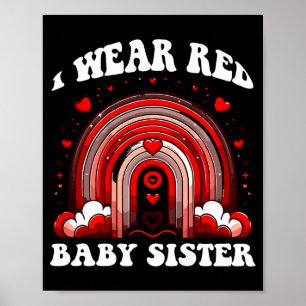 Retro Baby Sister Heart Disease Awareness Rainbow Poster