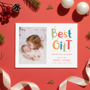 Retro Baby's First Christmas Birth Announcement