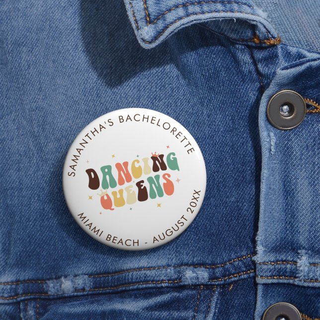 Retro Bachelorette Disco Bride Dancing Queens 6 Cm Round Badge (Creator Uploaded)