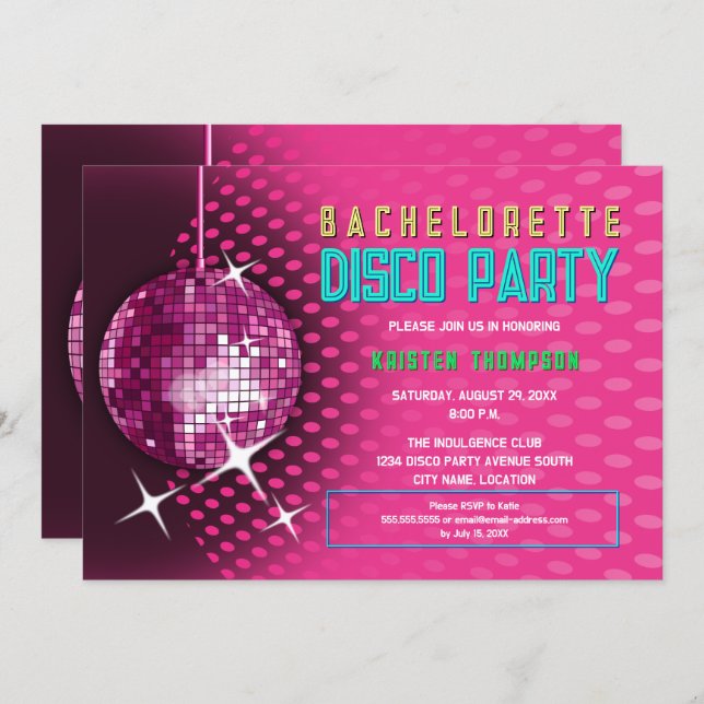 Retro Bachelorette Disco Party Invitation (Front/Back)