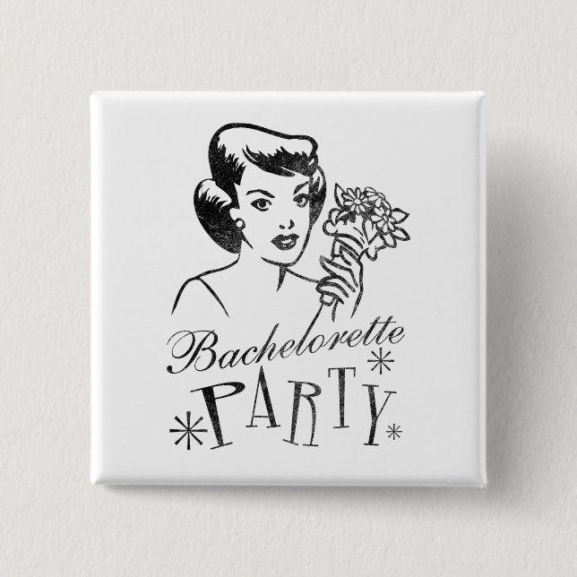 Retro Bachelorette Party 15 Cm Square Badge (Front)
