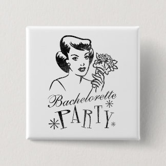 Retro Bachelorette Party 15 Cm Square Badge
