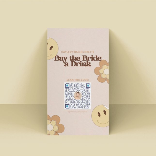 Retro Bachelorette Party Venmo QR Card (Creator Uploaded)