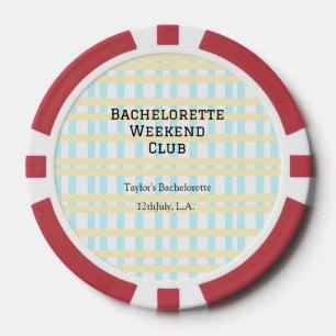 RETRO BACHELORETTE WEEKEND CLUB BLUE YELLOW DATE POKER CHIPS
