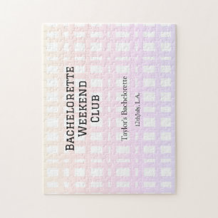 RETRO BACHELORETTE WEEKEND CLUB PINK ORANGE DATE JIGSAW PUZZLE