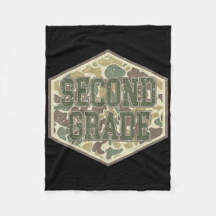 Retro Back To School Boys Old Camo Second Grade Fleece Blanket