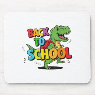 Retro Back To School Funny Colourful Dinosaur Cart Mouse Pad