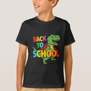 Retro Back To School Funny Colourful Dinosaur Cart T-Shirt