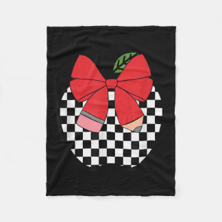 Retro Back To School Teacher Race Chequered Pencil Fleece Blanket