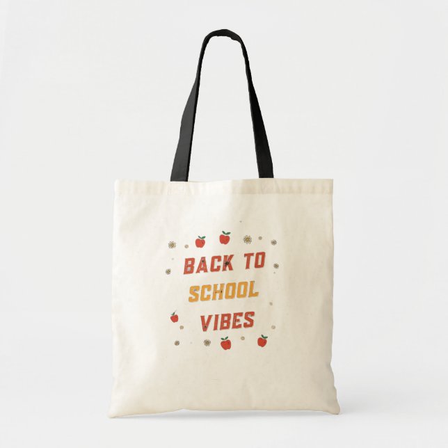 Retro Back To School Vibes Tote Bag Custom Groovy  (Front)