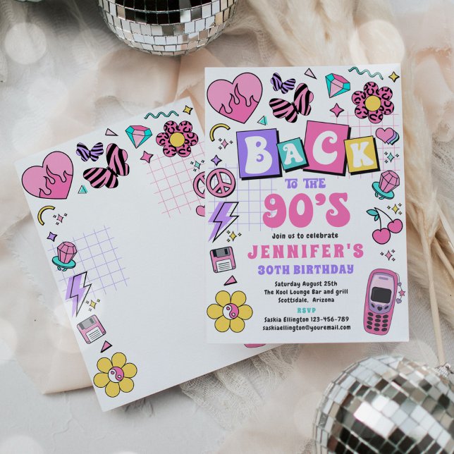 Retro Back To The 90s Party Disco 30th Birthday  Invitation (Creator Uploaded)