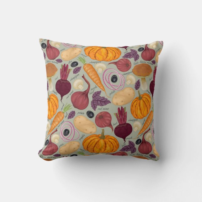 Retro background from fresh vegetables cushion (Front)