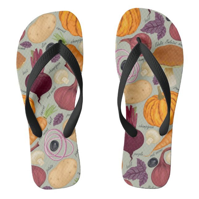 Retro background from fresh vegetables jandals (Footbed)