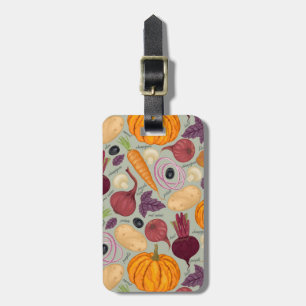 Retro background from fresh vegetables luggage tag
