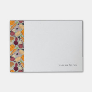 Retro background from fresh vegetables post-it notes