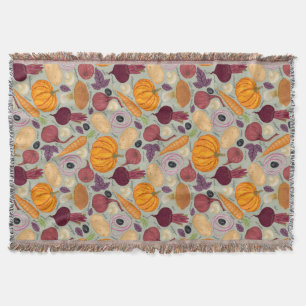 Retro background from fresh vegetables throw blanket