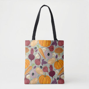 Retro background from fresh vegetables tote bag