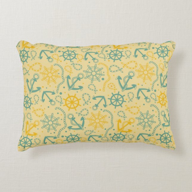 Retro background with anchor, ropes decorative cushion (Front)