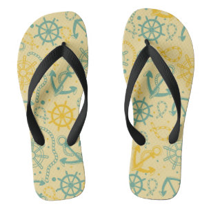 Retro background with anchor, ropes jandals