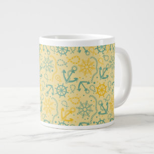 Retro background with anchor, ropes large coffee mug